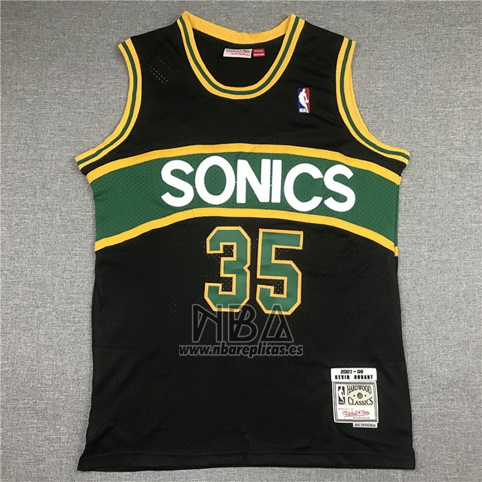 Camiseta Seattle SuperSonics Kevin Durant NO 35 Mitchell & Ness 2007-08 Negro